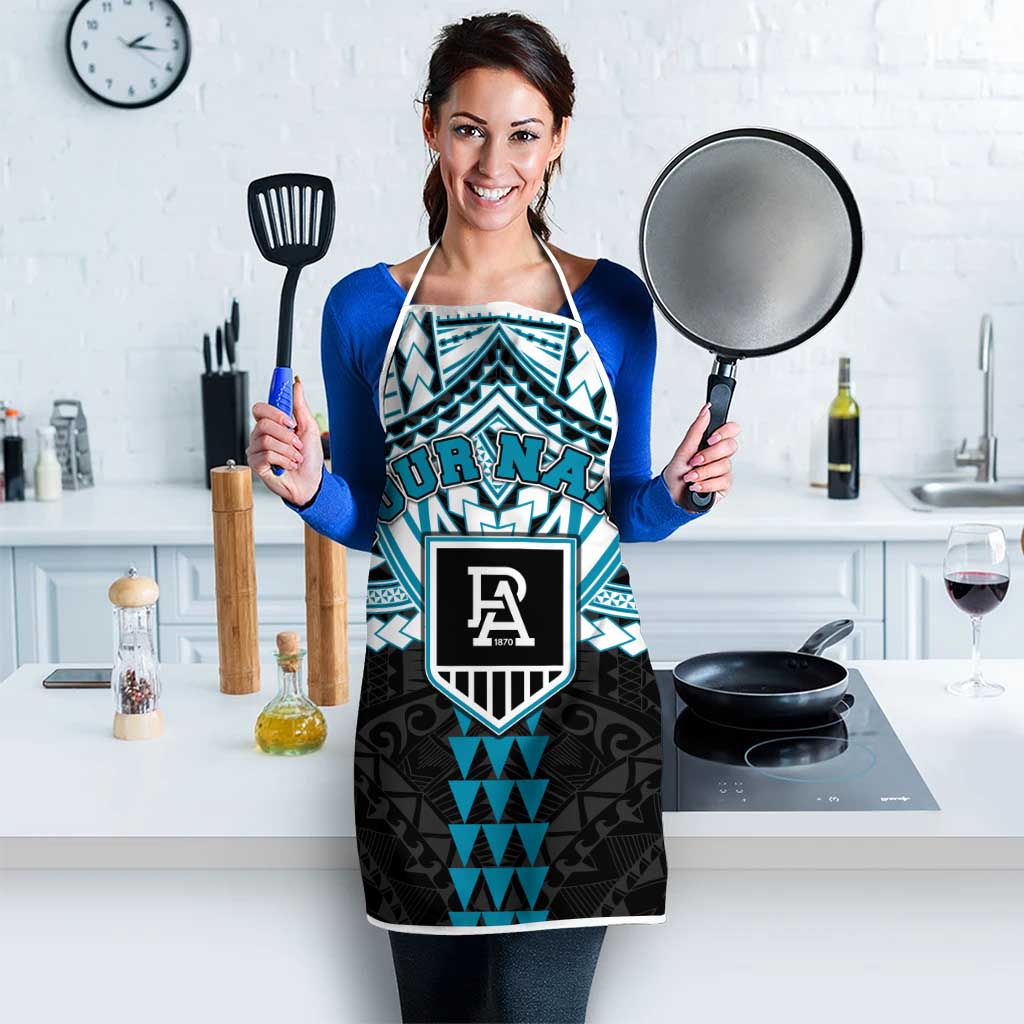 Personalized Port Adelaide Power Apron Polynesian Tribal Pattern Heritage Football