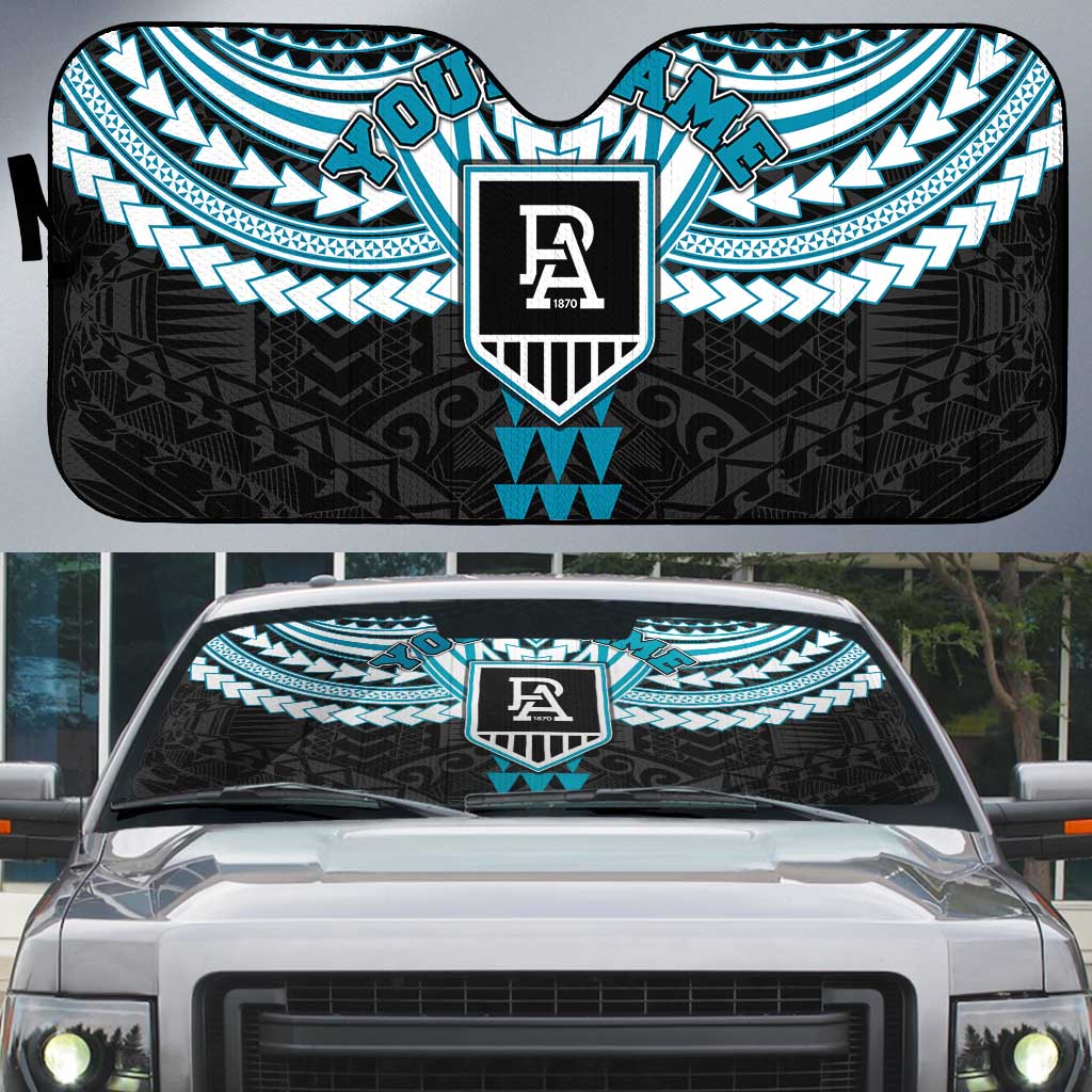 Personalized Port Adelaide Power Auto Sun Shade Polynesian Tribal Pattern Heritage Football