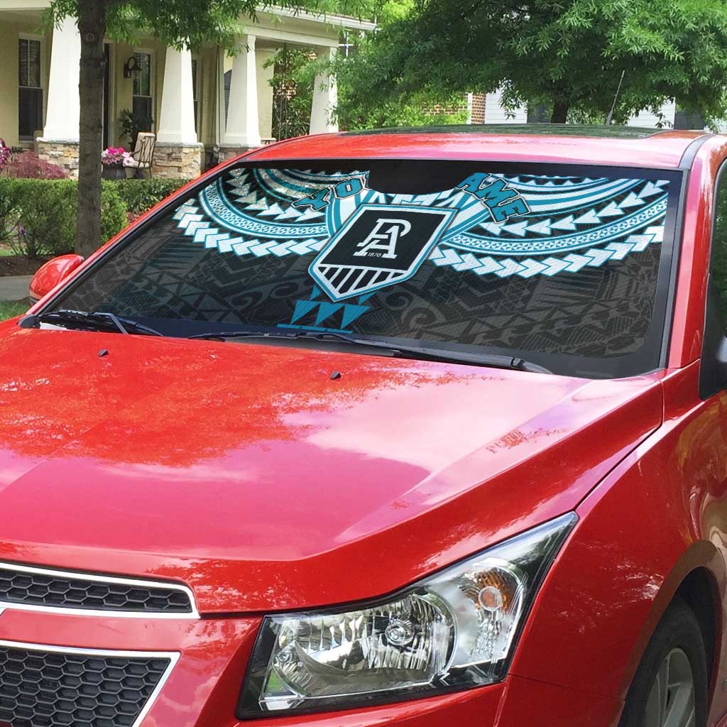 Personalized Port Adelaide Power Auto Sun Shade Polynesian Tribal Pattern Heritage Football