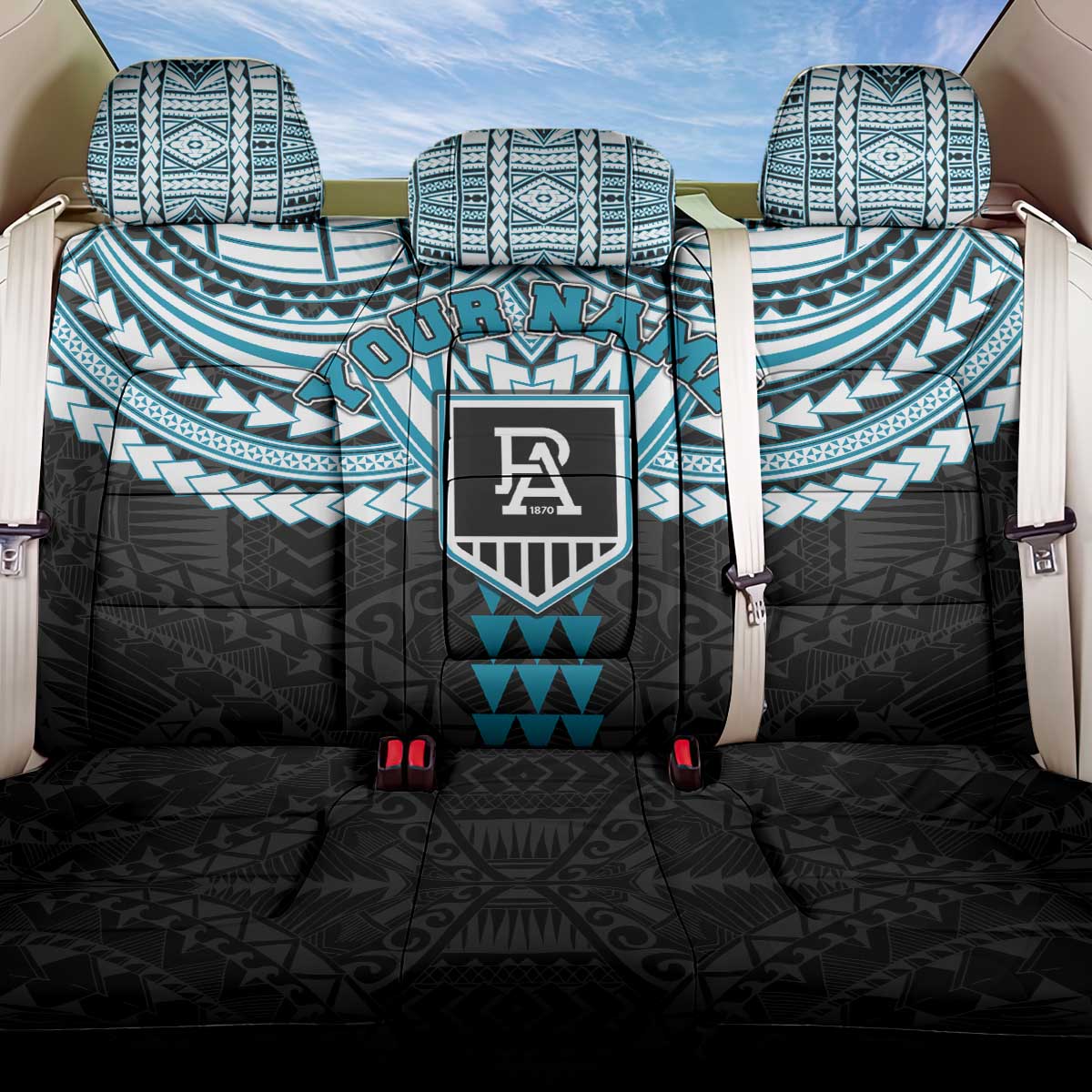 Personalized Port Adelaide Power Back Car Seat Cover Polynesian Tribal Pattern Heritage Football