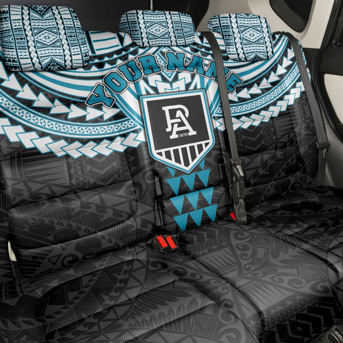Personalized Port Adelaide Power Back Car Seat Cover Polynesian Tribal Pattern Heritage Football
