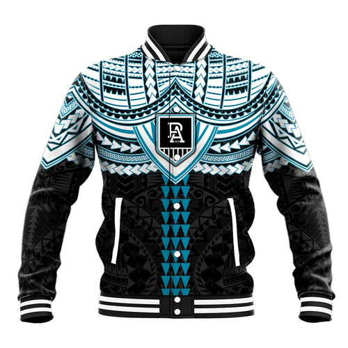 Personalized Port Adelaide Power Baseball Jacket Polynesian Tribal Pattern Heritage Football