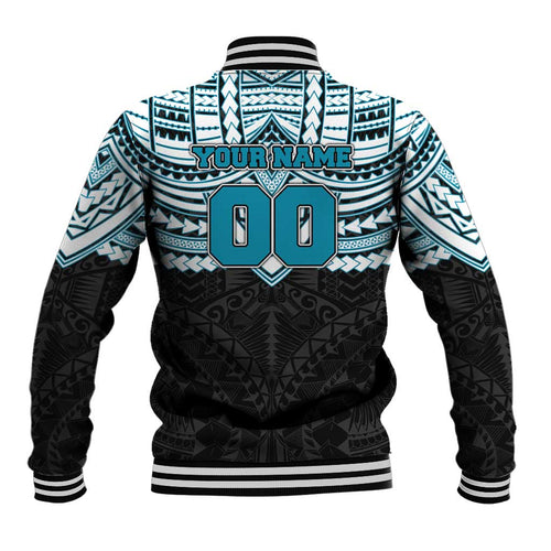 Personalized Port Adelaide Power Baseball Jacket Polynesian Tribal Pattern Heritage Football