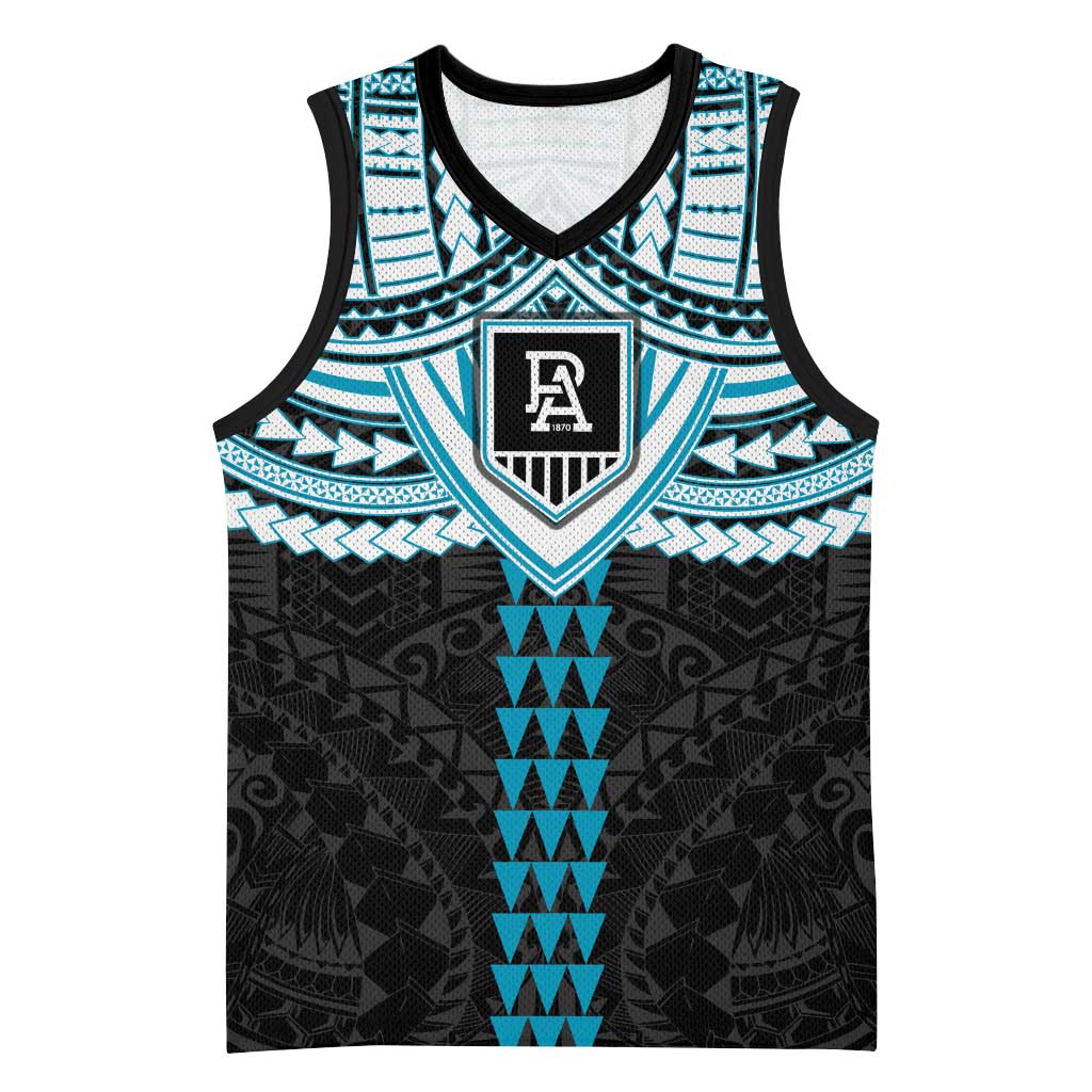 Personalized Port Adelaide Power Basketball Jersey Polynesian Tribal Pattern Heritage Football