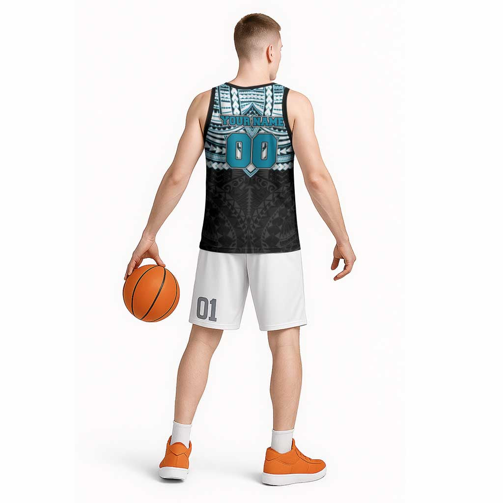 Personalized Port Adelaide Power Basketball Jersey Polynesian Tribal Pattern Heritage Football