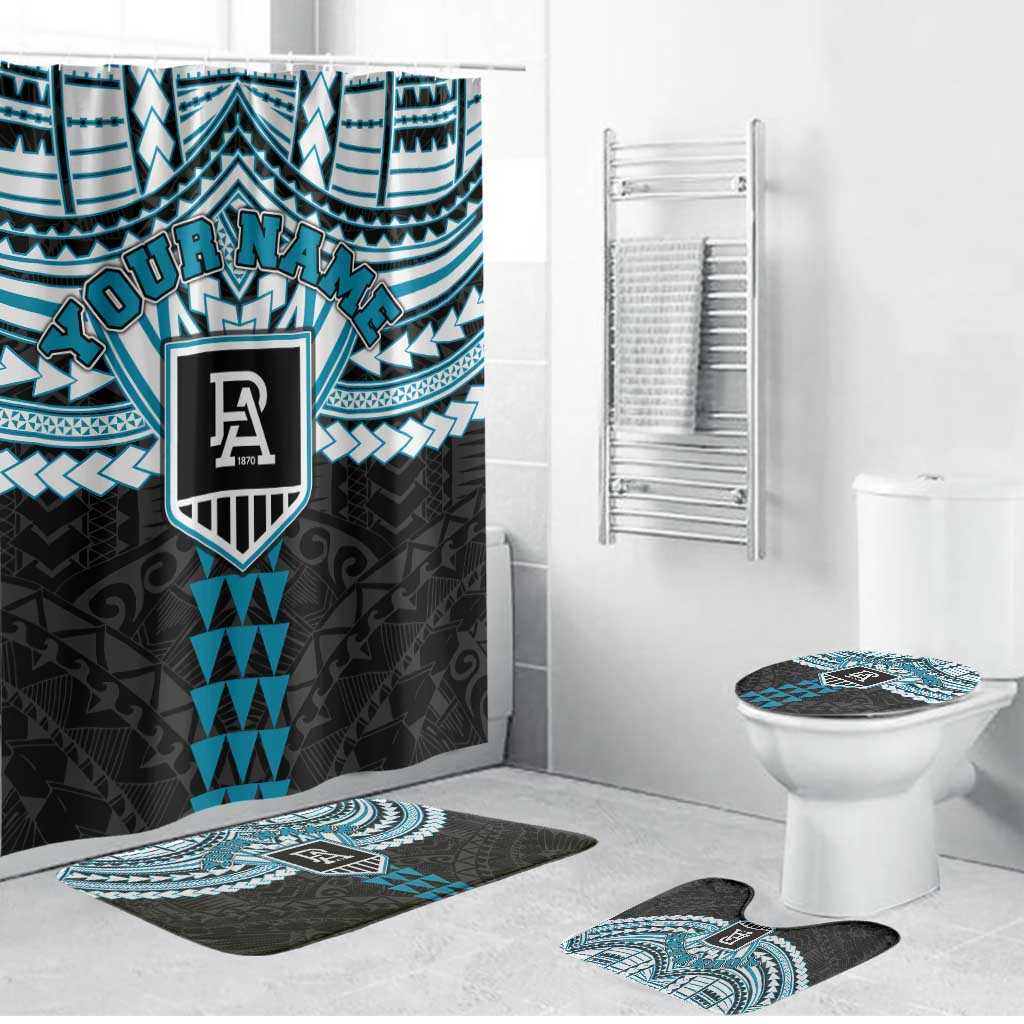 Personalized Port Adelaide Power Bathroom Set Polynesian Tribal Pattern Heritage Football