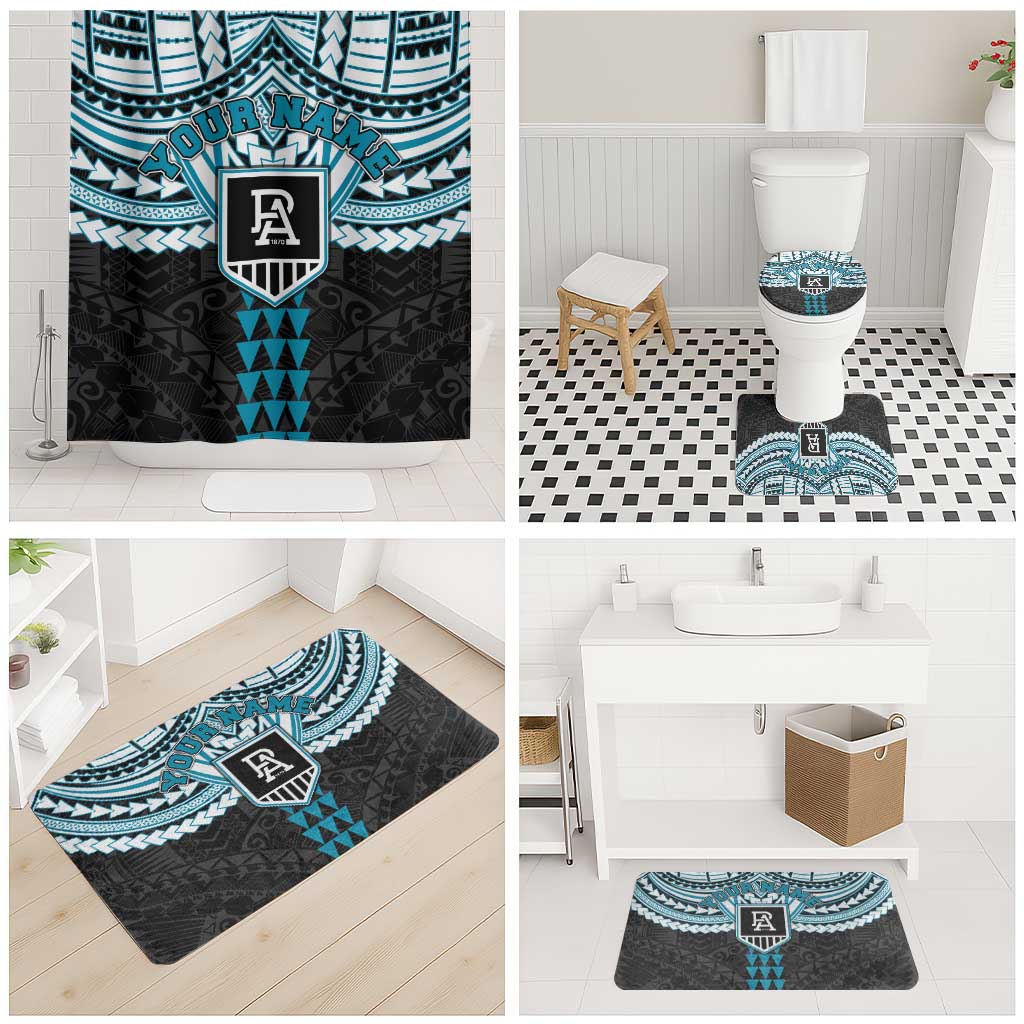 Personalized Port Adelaide Power Bathroom Set Polynesian Tribal Pattern Heritage Football