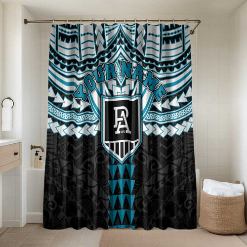 Personalized Port Adelaide Power Bathroom Set Polynesian Tribal Pattern Heritage Football