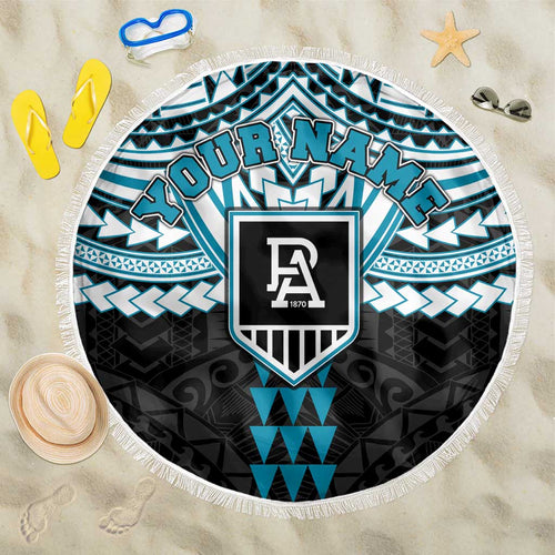 Personalized Port Adelaide Power Beach Blanket Polynesian Tribal Pattern Heritage Football