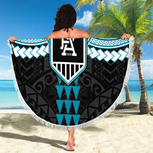 Personalized Port Adelaide Power Beach Blanket Polynesian Tribal Pattern Heritage Football