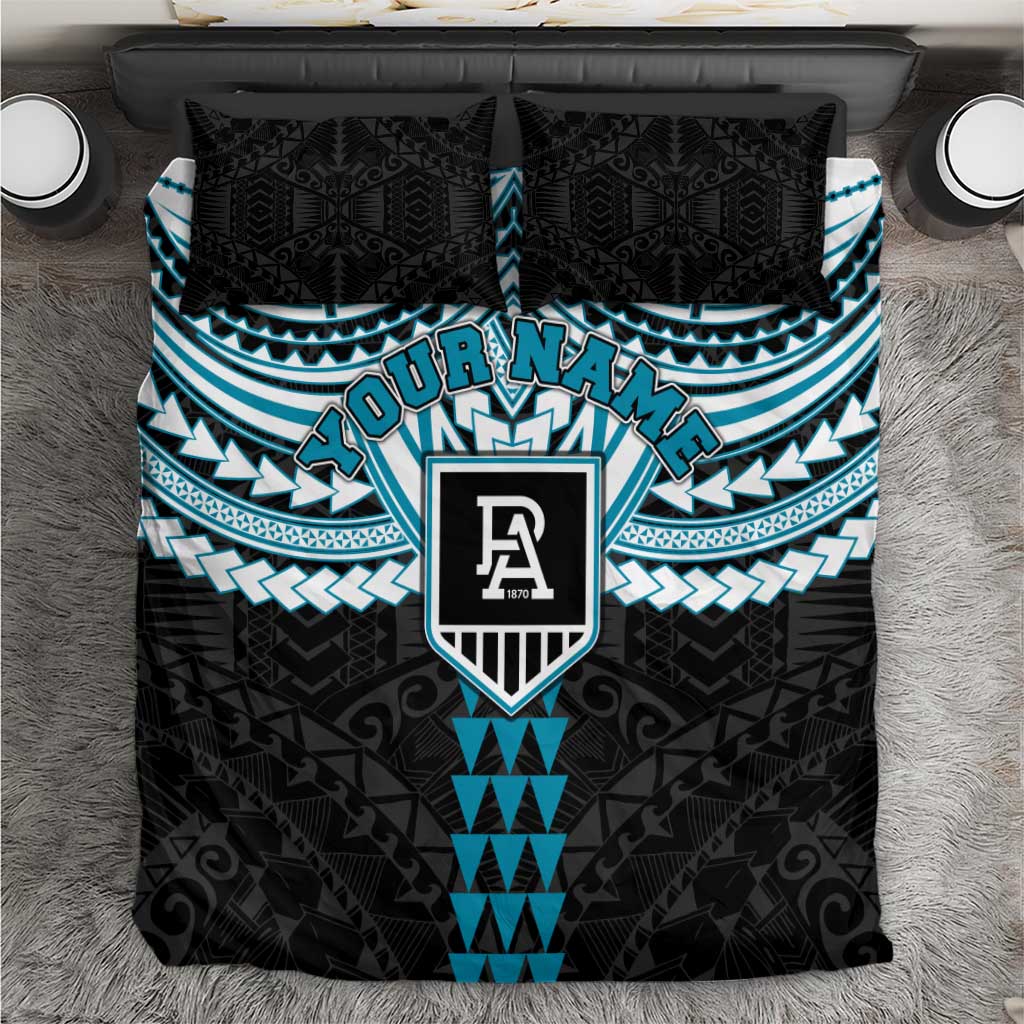 Personalized Port Adelaide Power Bedding Set Polynesian Tribal Pattern Heritage Football