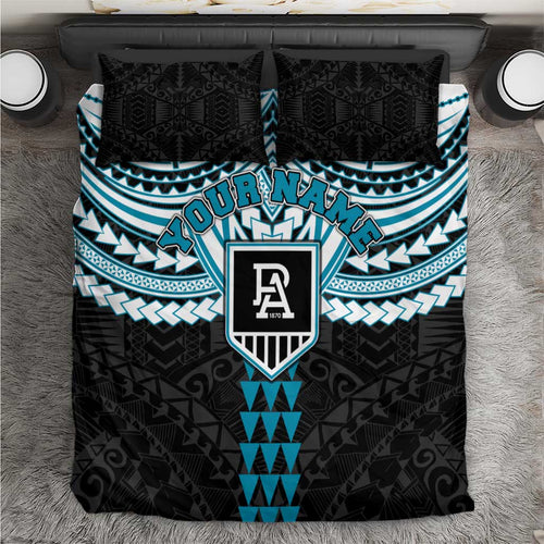 Personalized Port Adelaide Power Bedding Set Polynesian Tribal Pattern Heritage Football
