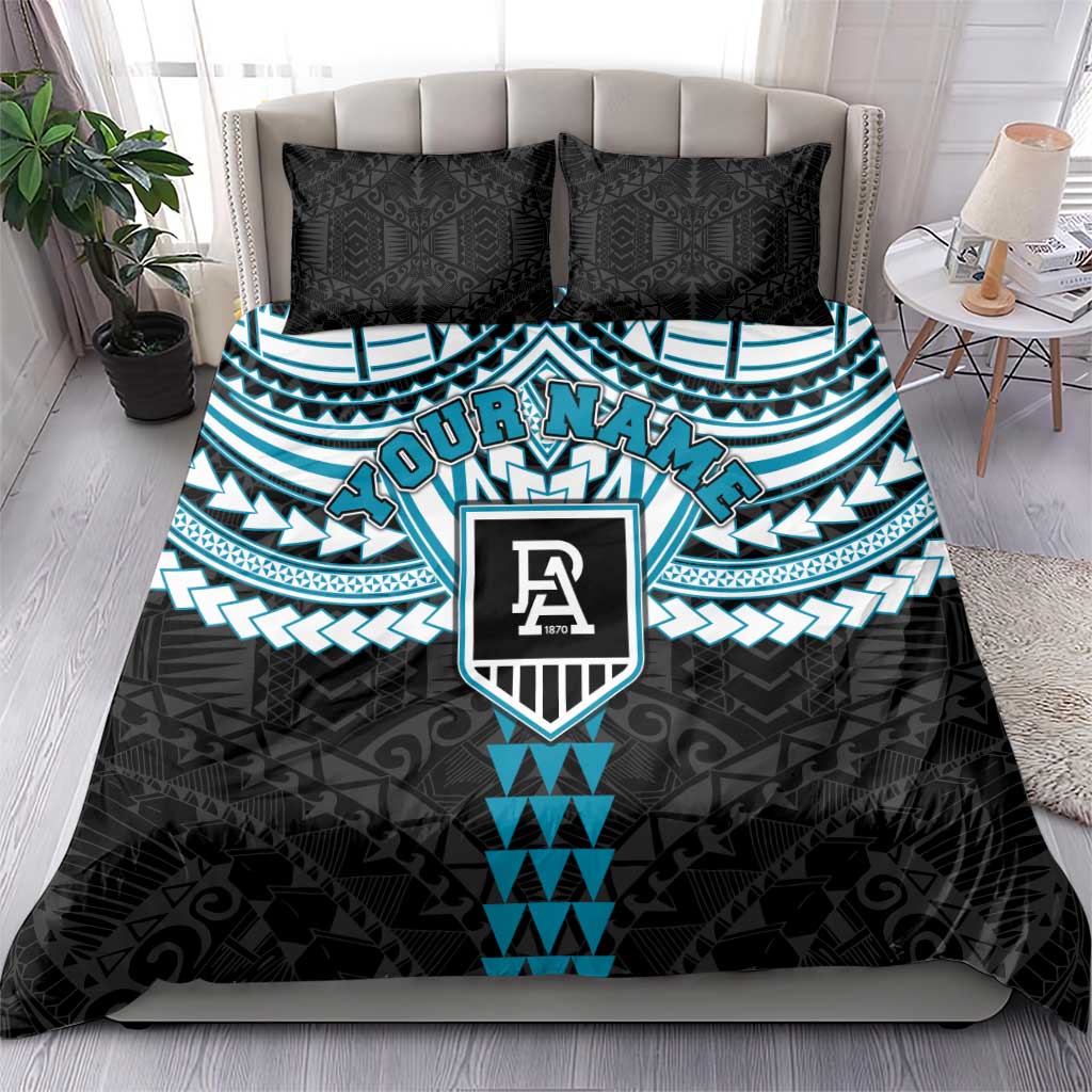 Personalized Port Adelaide Power Bedding Set Polynesian Tribal Pattern Heritage Football