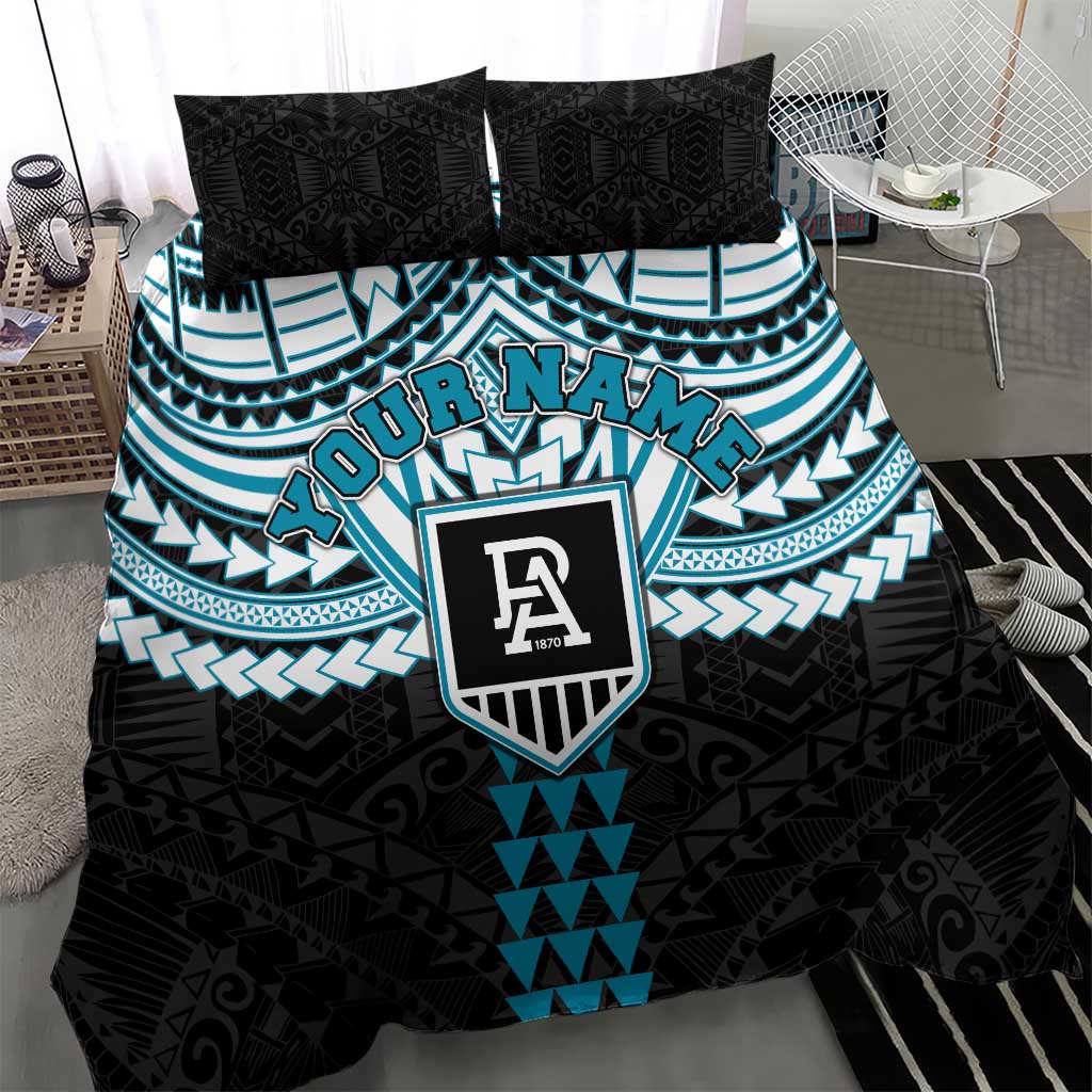 Personalized Port Adelaide Power Bedding Set Polynesian Tribal Pattern Heritage Football