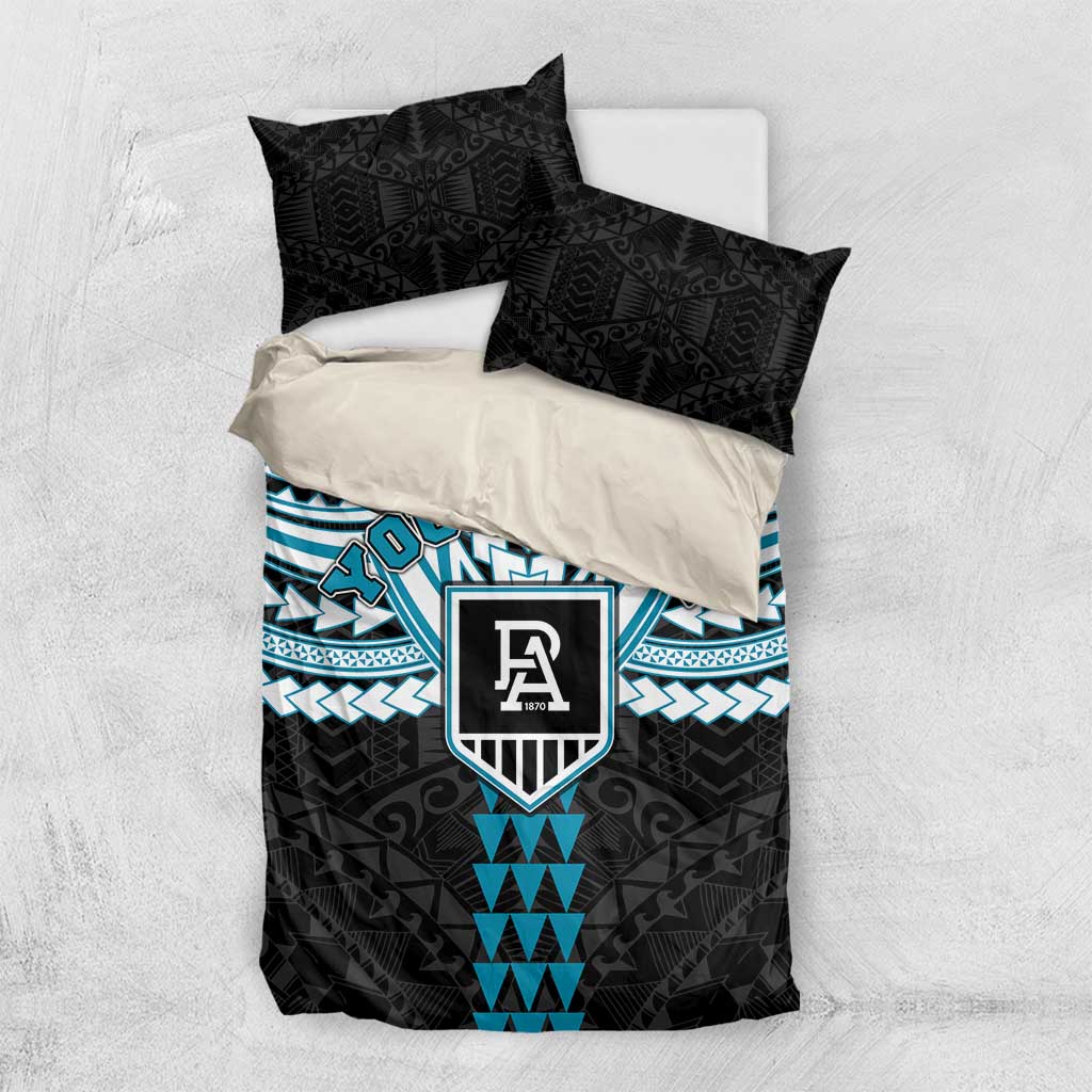 Personalized Port Adelaide Power Bedding Set Polynesian Tribal Pattern Heritage Football