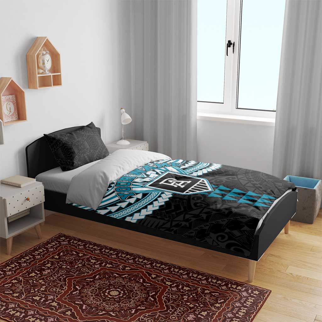 Personalized Port Adelaide Power Bedding Set Polynesian Tribal Pattern Heritage Football