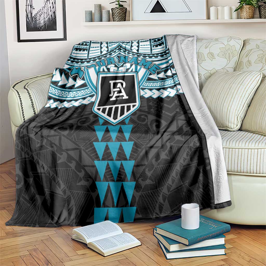 Personalized Port Adelaide Power Blanket Polynesian Tribal Pattern Heritage Football
