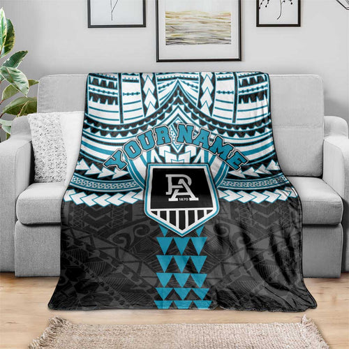 Personalized Port Adelaide Power Blanket Polynesian Tribal Pattern Heritage Football
