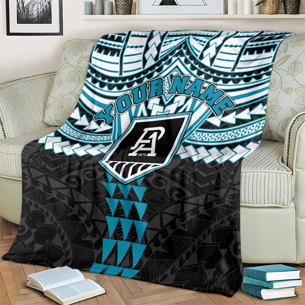 Personalized Port Adelaide Power Blanket Polynesian Tribal Pattern Heritage Football