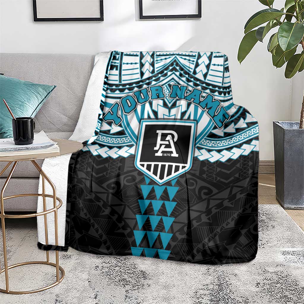 Personalized Port Adelaide Power Blanket Polynesian Tribal Pattern Heritage Football
