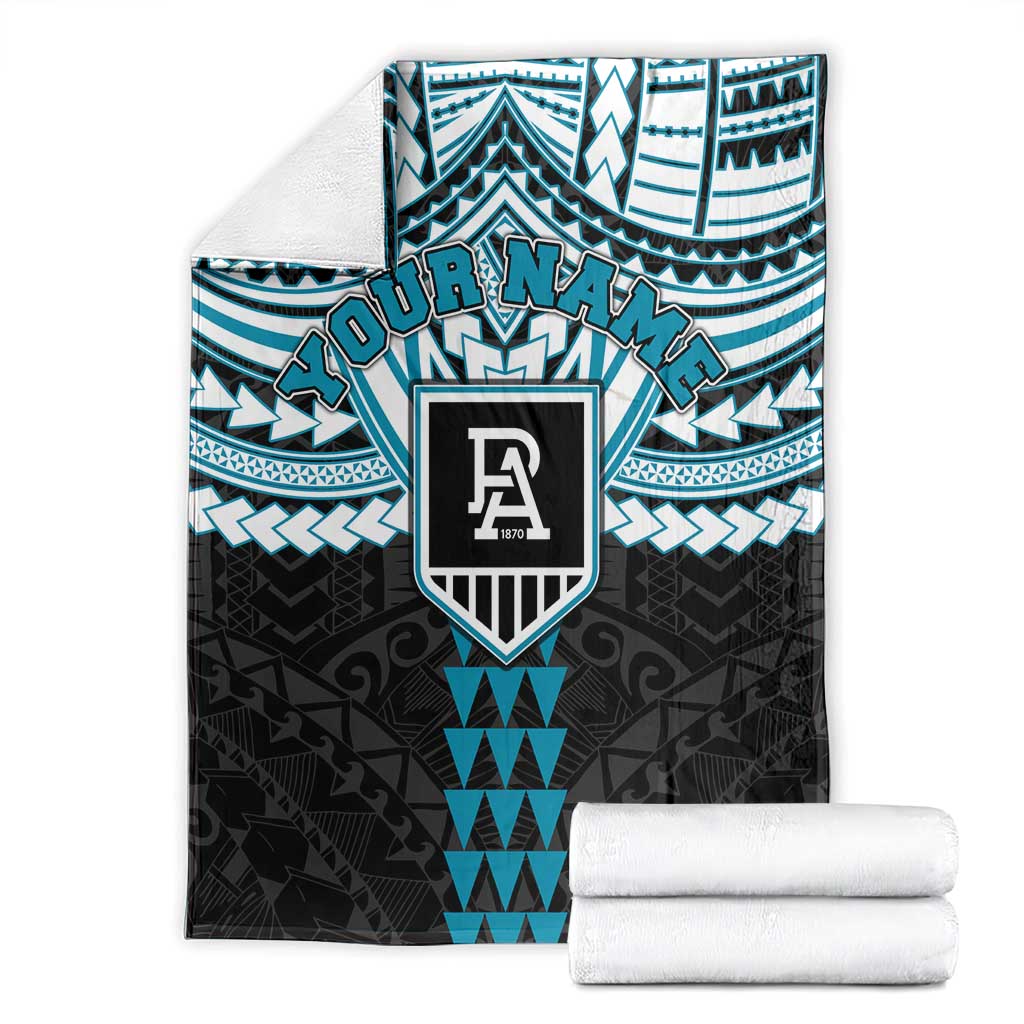 Personalized Port Adelaide Power Blanket Polynesian Tribal Pattern Heritage Football