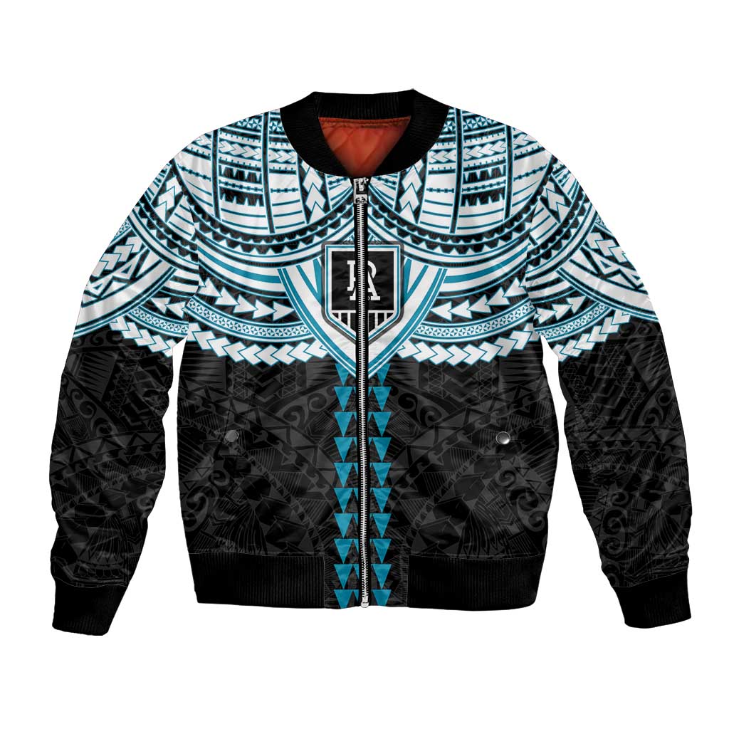 Personalized Port Adelaide Power Bomber Jacket Polynesian Tribal Pattern Heritage Football