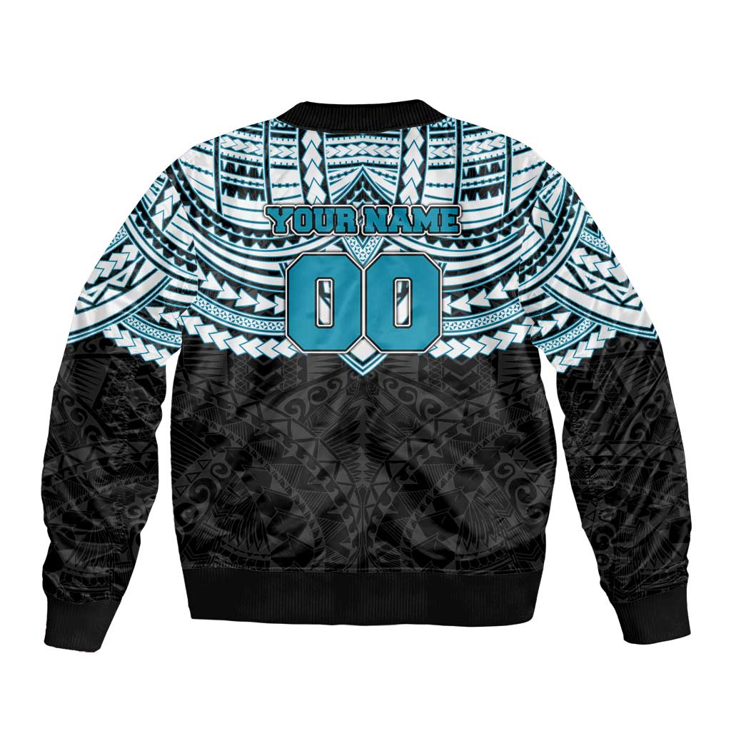 Personalized Port Adelaide Power Bomber Jacket Polynesian Tribal Pattern Heritage Football