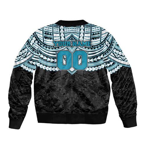 Personalized Port Adelaide Power Bomber Jacket Polynesian Tribal Pattern Heritage Football