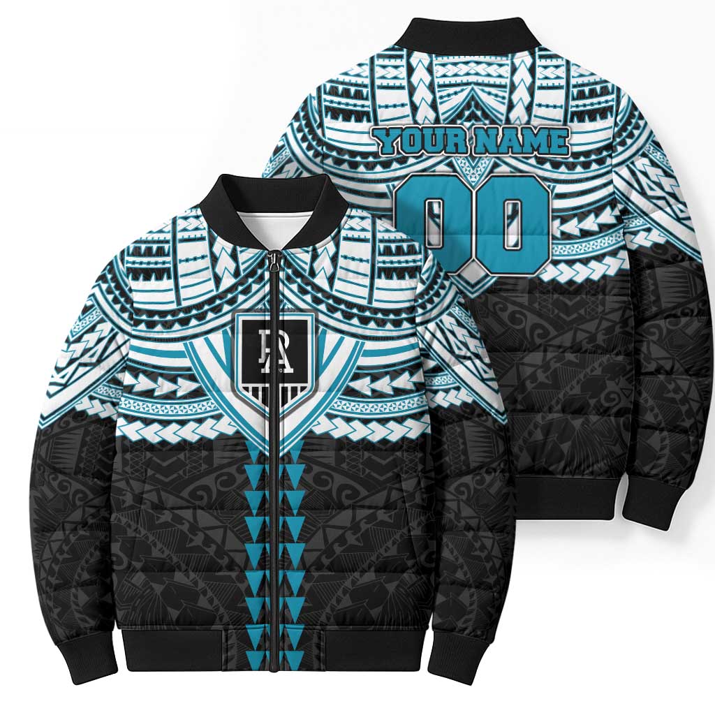 Personalized Port Adelaide Power Bomber Puffer Jacket Polynesian Tribal Pattern Heritage Football