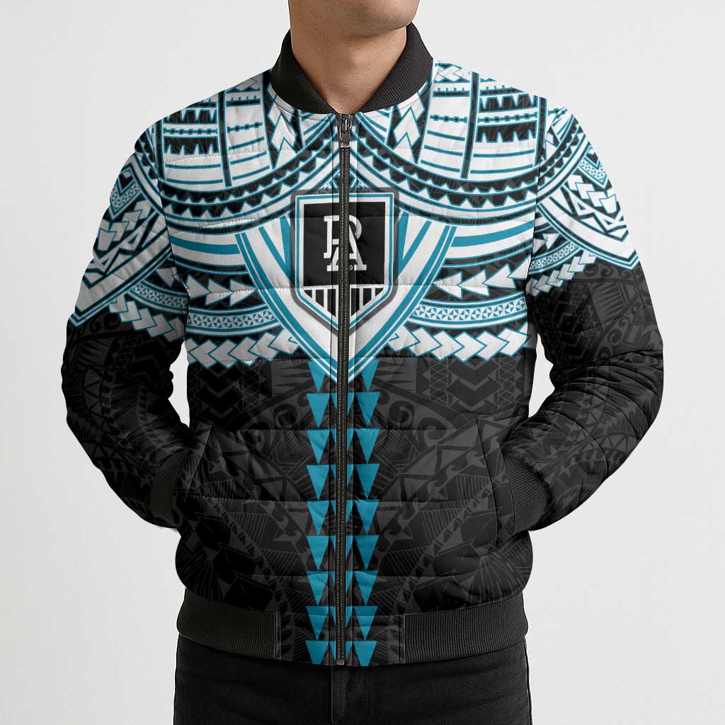 Personalized Port Adelaide Power Bomber Puffer Jacket Polynesian Tribal Pattern Heritage Football