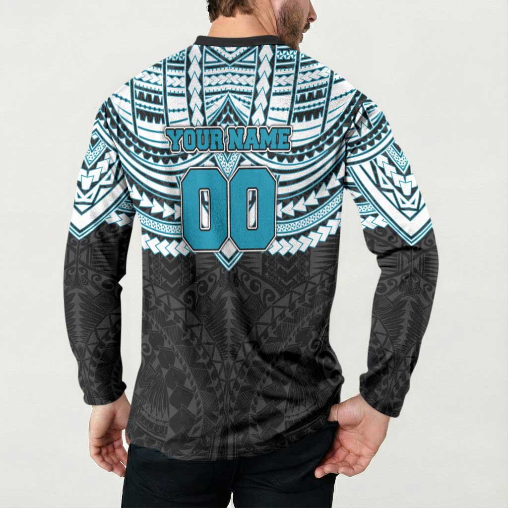 Personalized Port Adelaide Power Button Sweatshirt Polynesian Tribal Pattern Heritage Football