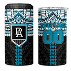 Personalized Port Adelaide Power 4 in 1 Can Cooler Tumbler Polynesian Tribal Pattern Heritage Football