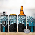 Personalized Port Adelaide Power 4 in 1 Can Cooler Tumbler Polynesian Tribal Pattern Heritage Football