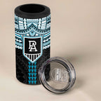 Personalized Port Adelaide Power 4 in 1 Can Cooler Tumbler Polynesian Tribal Pattern Heritage Football