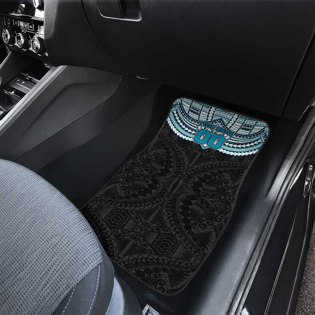 Personalized Port Adelaide Power Car Mats Polynesian Tribal Pattern Heritage Football