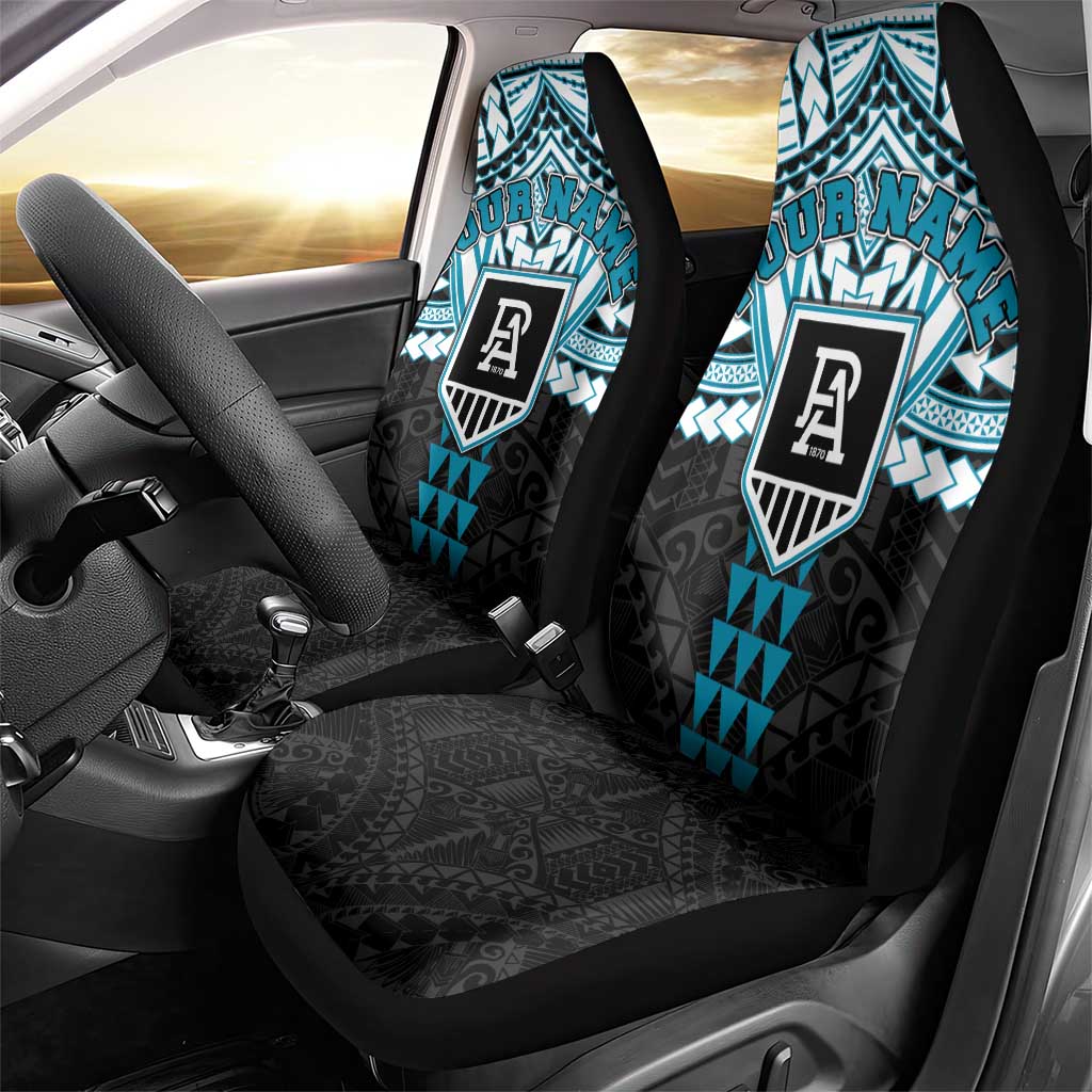 Personalized Port Adelaide Power Car Seat Cover Polynesian Tribal Pattern Heritage Football