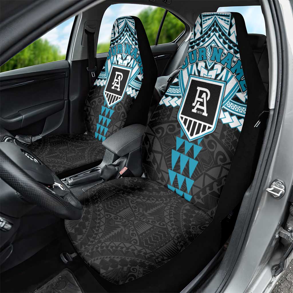 Personalized Port Adelaide Power Car Seat Cover Polynesian Tribal Pattern Heritage Football
