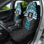 Personalized Port Adelaide Power Car Seat Cover Polynesian Tribal Pattern Heritage Football