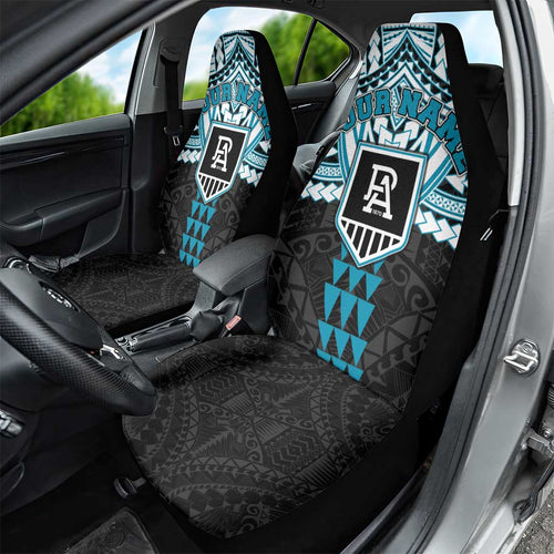 Personalized Port Adelaide Power Car Seat Cover Polynesian Tribal Pattern Heritage Football