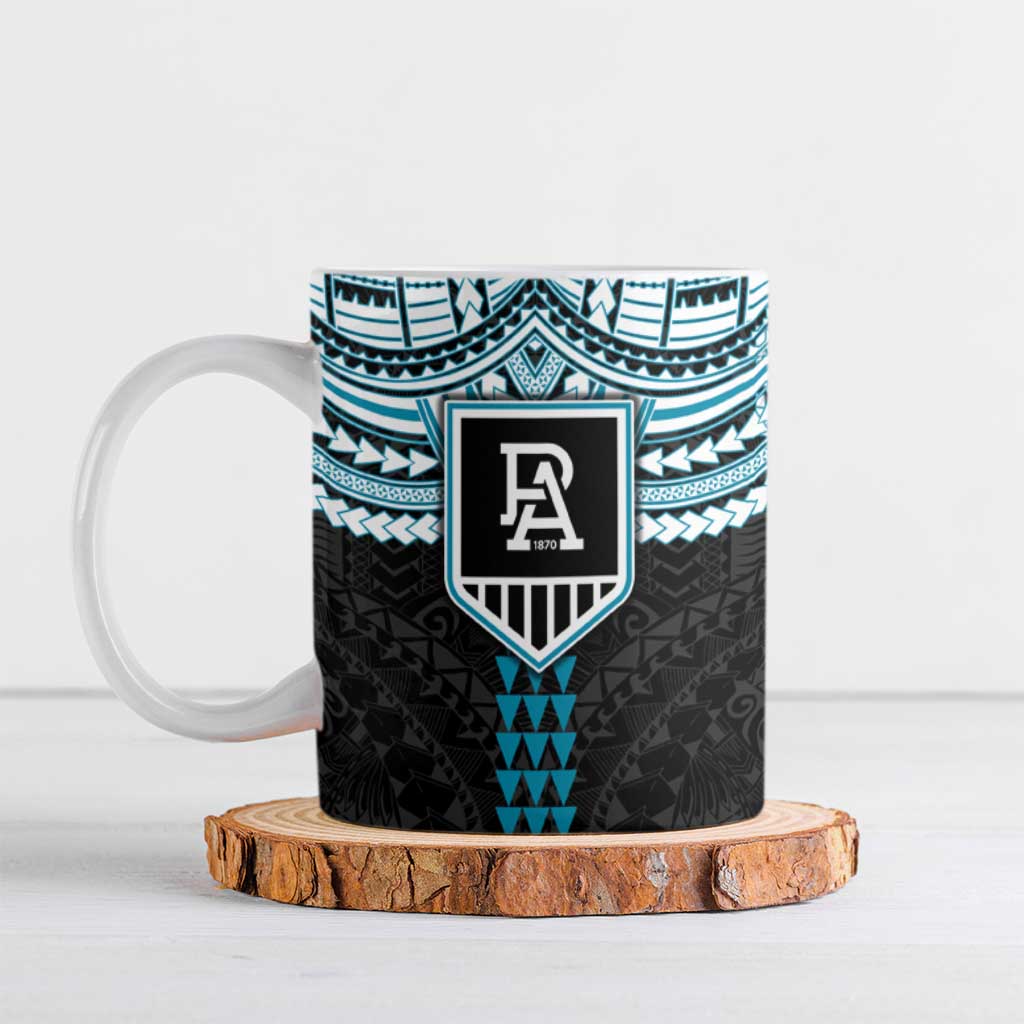 Personalized Port Adelaide Power Ceramic Mug Polynesian Tribal Pattern Heritage Football