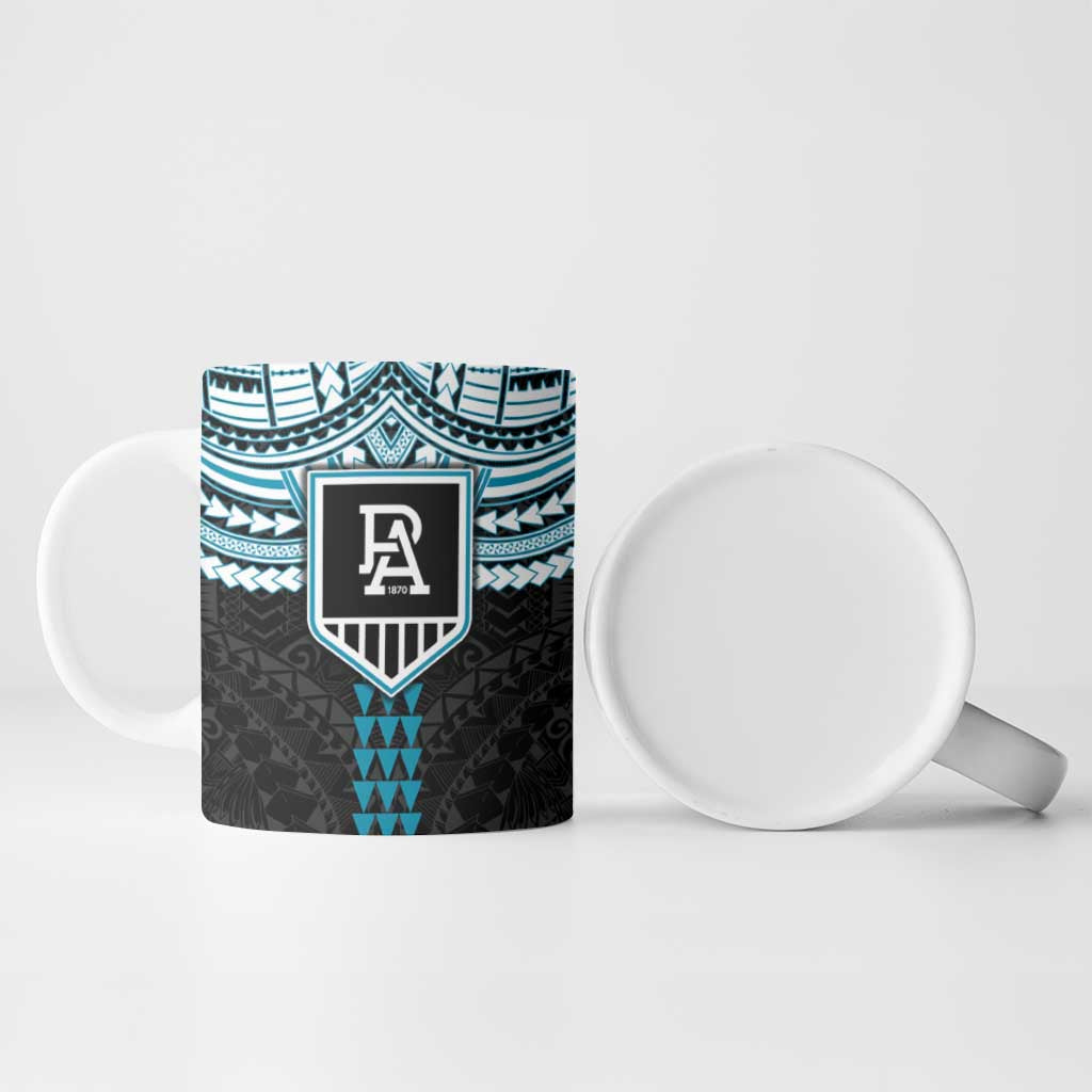 Personalized Port Adelaide Power Ceramic Mug Polynesian Tribal Pattern Heritage Football