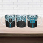 Personalized Port Adelaide Power Ceramic Mug Polynesian Tribal Pattern Heritage Football