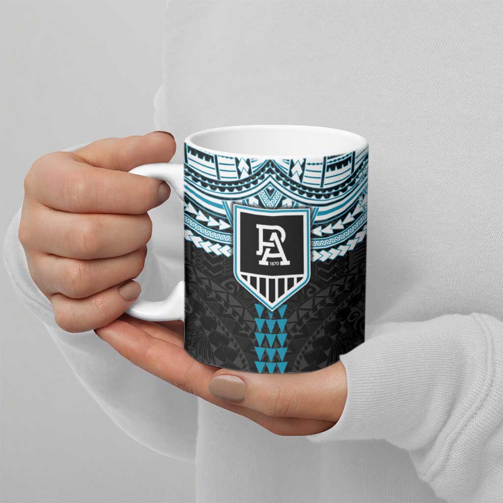 Personalized Port Adelaide Power Ceramic Mug Polynesian Tribal Pattern Heritage Football