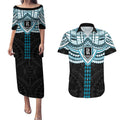 Personalized Port Adelaide Power Couples Matching Puletasi and Hawaiian Shirt Polynesian Tribal Pattern Heritage Football