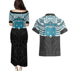 Personalized Port Adelaide Power Couples Matching Puletasi and Hawaiian Shirt Polynesian Tribal Pattern Heritage Football