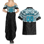 Personalized Port Adelaide Power Couples Matching Summer Maxi Dress and Hawaiian Shirt Polynesian Tribal Pattern Heritage Football