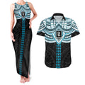 Personalized Port Adelaide Power Couples Matching Tank Maxi Dress and Hawaiian Shirt Polynesian Tribal Pattern Heritage Football