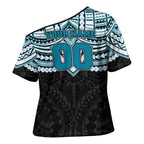 Personalized Port Adelaide Power Cross Shoulder Shirt Polynesian Tribal Pattern Heritage Football