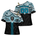 Personalized Port Adelaide Power Cross Shoulder Shirt Polynesian Tribal Pattern Heritage Football