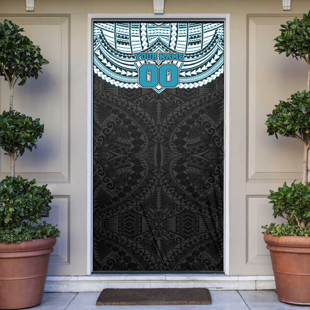 Personalized Port Adelaide Power Door Cover Polynesian Tribal Pattern Heritage Football